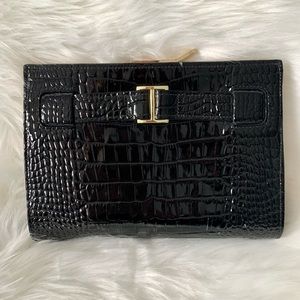 ABAS Black Croc Clutch